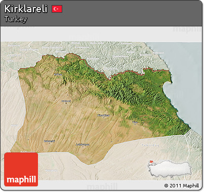 Satellite 3D Map of Kirklareli, lighten