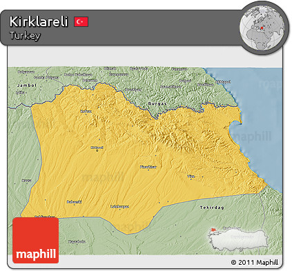 Savanna Style 3D Map of Kirklareli