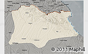 Shaded Relief 3D Map of Kirklareli, darken, semi-desaturated
