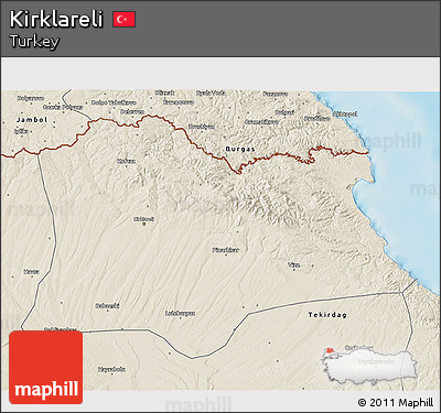 Shaded Relief 3D Map of Kirklareli