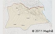 Shaded Relief 3D Map of Kirklareli, lighten, semi-desaturated