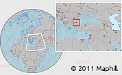 Gray Location Map of Kirklareli, within the entire country, hill shading