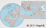 Gray Location Map of Kirklareli, within the entire country