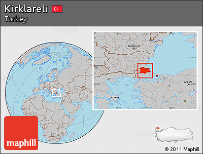 Gray Location Map of Kirklareli