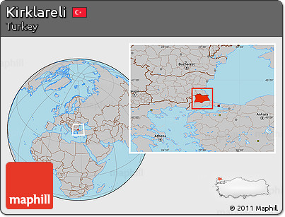 Gray Location Map of Kirklareli