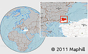 Gray Location Map of Kirklareli, highlighted country, hill shading