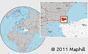 Gray Location Map of Kirklareli, highlighted country