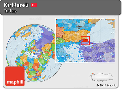 Political Location Map of Kirklareli