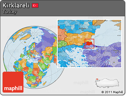Political Location Map of Kirklareli