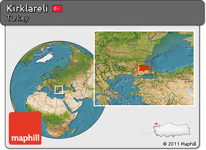 Satellite Location Map of Kirklareli