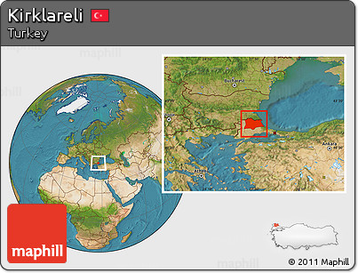 Satellite Location Map of Kirklareli
