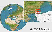 Satellite Location Map of Kirklareli, highlighted country