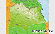 Physical Map of Kirklareli, political outside