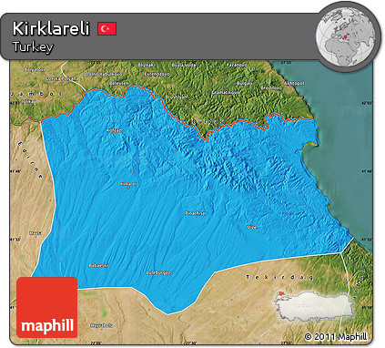 Political Map of Kirklareli, satellite outside