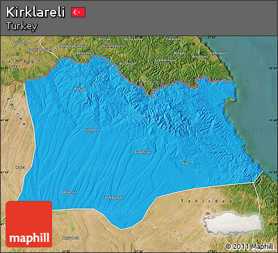 Political Map of Kirklareli, satellite outside