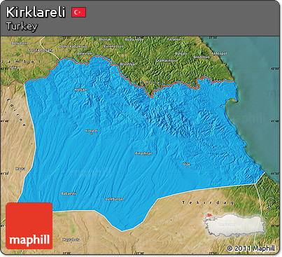 Political Map of Kirklareli, satellite outside