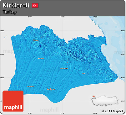 Political Map of Kirklareli, single color outside