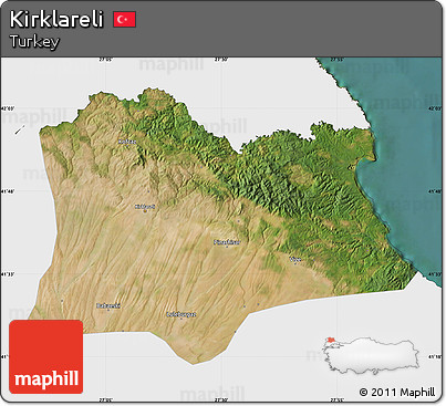 Satellite Map of Kirklareli, single color outside