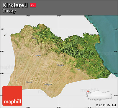 Satellite Map of Kirklareli, single color outside