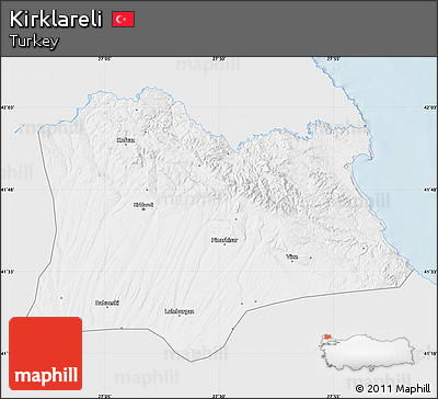 Silver Style Map of Kirklareli, single color outside