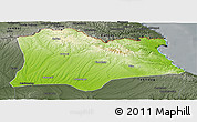 Physical Panoramic Map of Kirklareli, darken, semi-desaturated