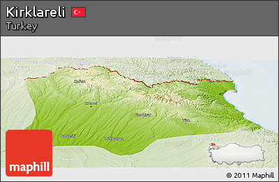 Physical Panoramic Map of Kirklareli, lighten