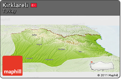 Physical Panoramic Map of Kirklareli, lighten