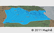 Political Panoramic Map of Kirklareli, darken, semi-desaturated