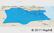 Political Panoramic Map of Kirklareli, shaded relief outside