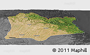 Satellite Panoramic Map of Kirklareli, darken, desaturated