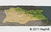 Satellite Panoramic Map of Kirklareli, darken, semi-desaturated