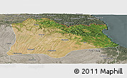 Satellite Panoramic Map of Kirklareli, semi-desaturated