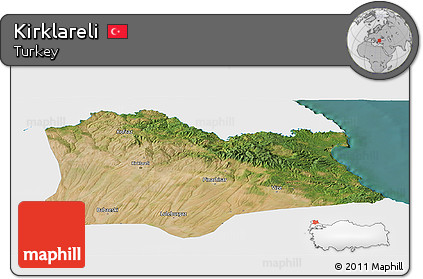 Satellite Panoramic Map of Kirklareli, single color outside
