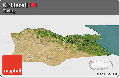 Satellite Panoramic Map of Kirklareli, single color outside