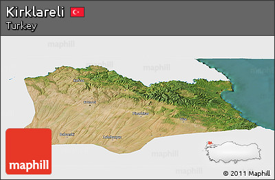 Satellite Panoramic Map of Kirklareli, single color outside