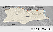Shaded Relief Panoramic Map of Kirklareli, darken, desaturated