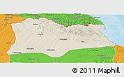 Shaded Relief Panoramic Map of Kirklareli, political outside