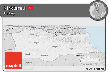 Silver Style Panoramic Map of Kirklareli