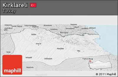 Silver Style Panoramic Map of Kirklareli