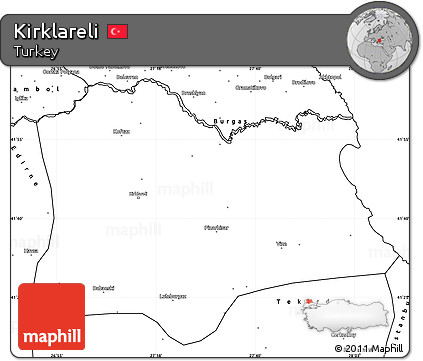 Blank Simple Map of Kirklareli