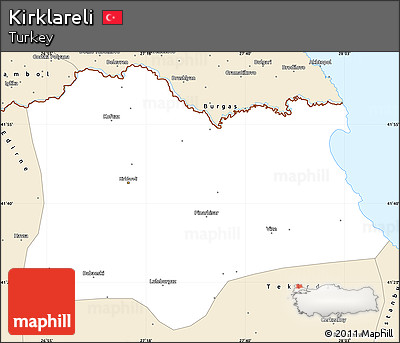 Classic Style Simple Map of Kirklareli