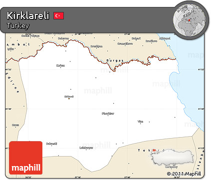 Classic Style Simple Map of Kirklareli