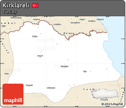 Classic Style Simple Map of Kirklareli