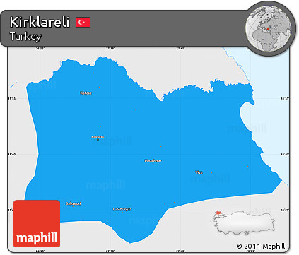 Political Simple Map of Kirklareli, single color outside
