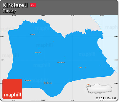 Political Simple Map of Kirklareli, single color outside