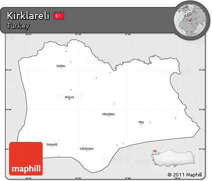 Silver Style Simple Map of Kirklareli, cropped outside