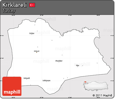 Silver Style Simple Map of Kirklareli, cropped outside