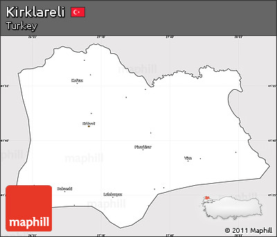 Silver Style Simple Map of Kirklareli, cropped outside