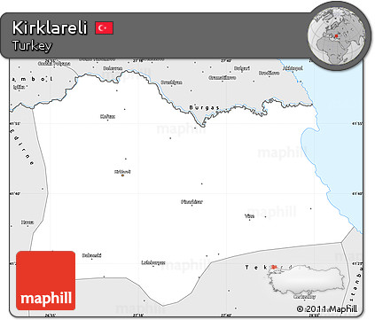 Silver Style Simple Map of Kirklareli