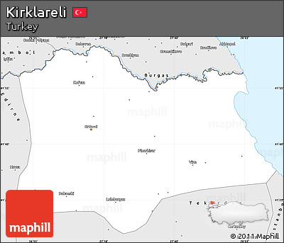 Silver Style Simple Map of Kirklareli